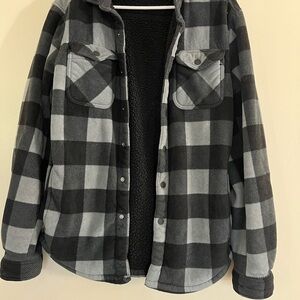 Men's Black and Gray Plaid Jacket